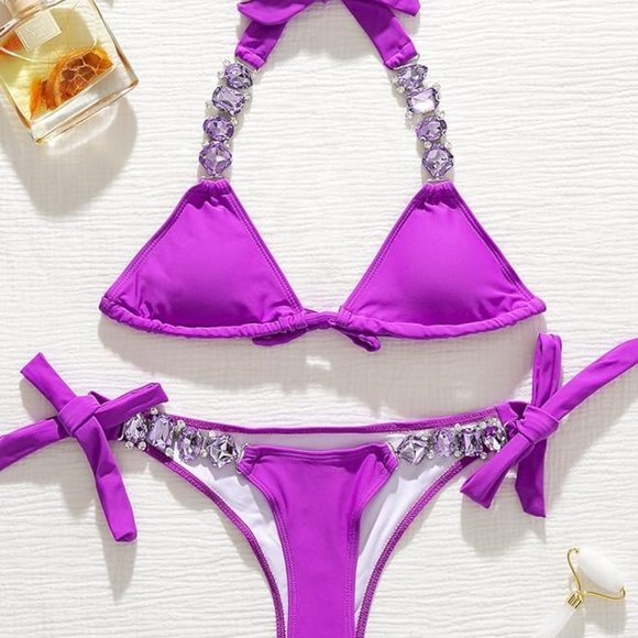 Pure purple sexy bikini set - Picture 4 of 6
